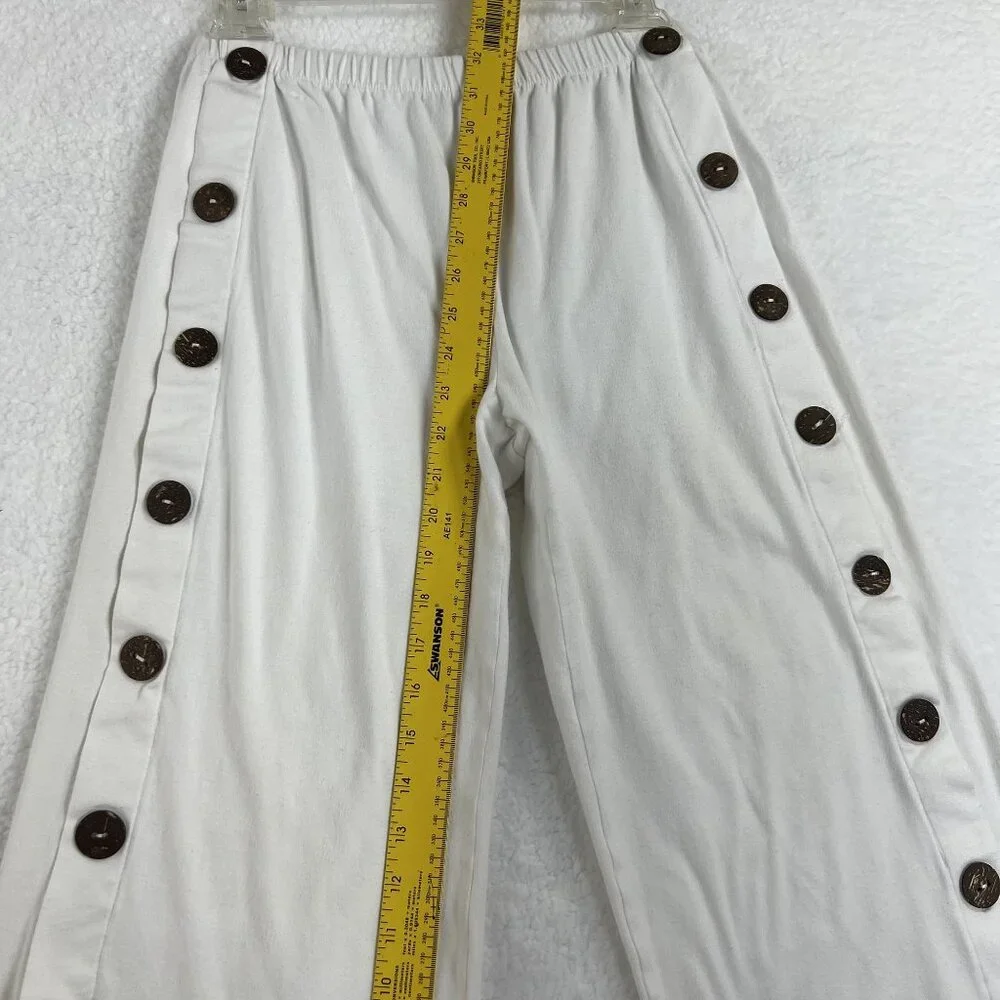 Soft Surroundings Womens S Newport Beach Pants White Wood Buttons Crop Wide Leg - Picture 7 of 13